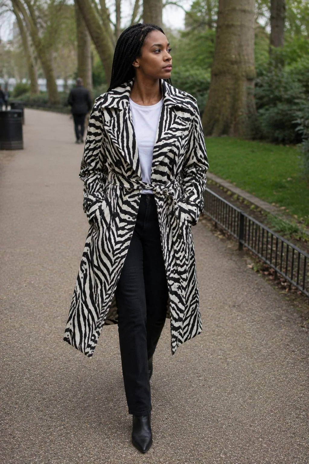 #10 - Zebra Print Trench Coat - Glamoratti Aesthetic Trends