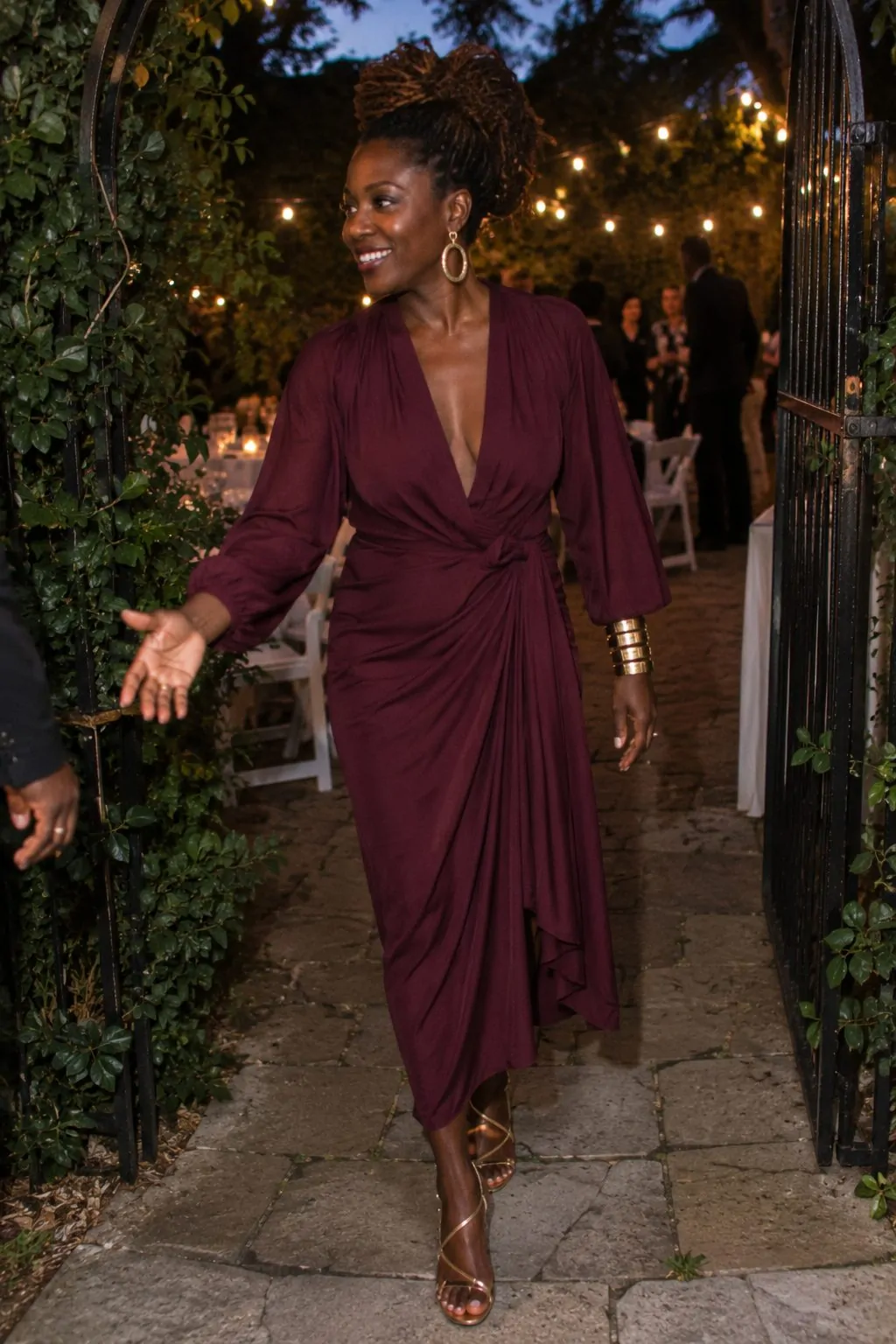 #17 - Gold Cuff and Dramatic Wrap Dress - Glamoratti Aesthetic Trends