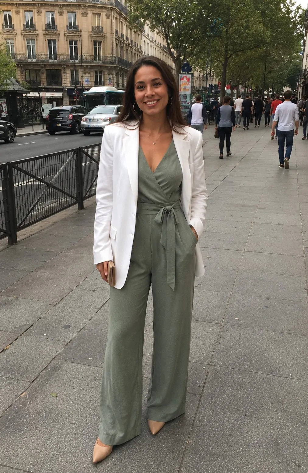 green jumpsuit outfit
