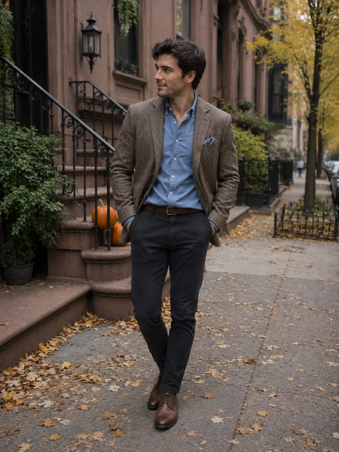 Men fall herringbone tweed blazer