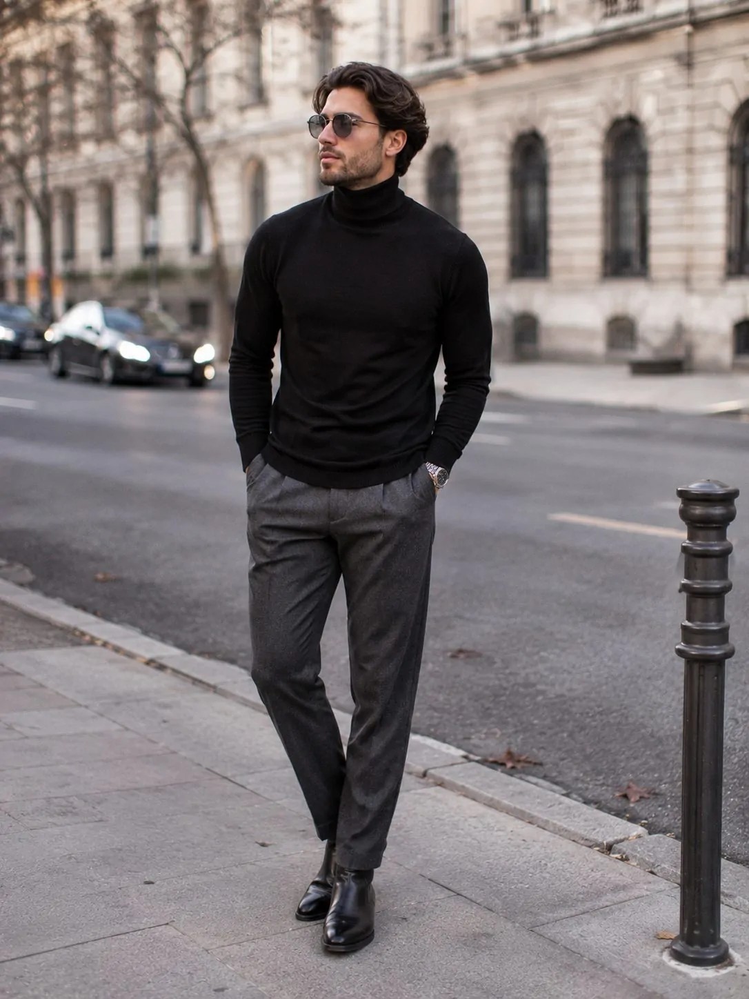 men turtleneck sweater outfit
