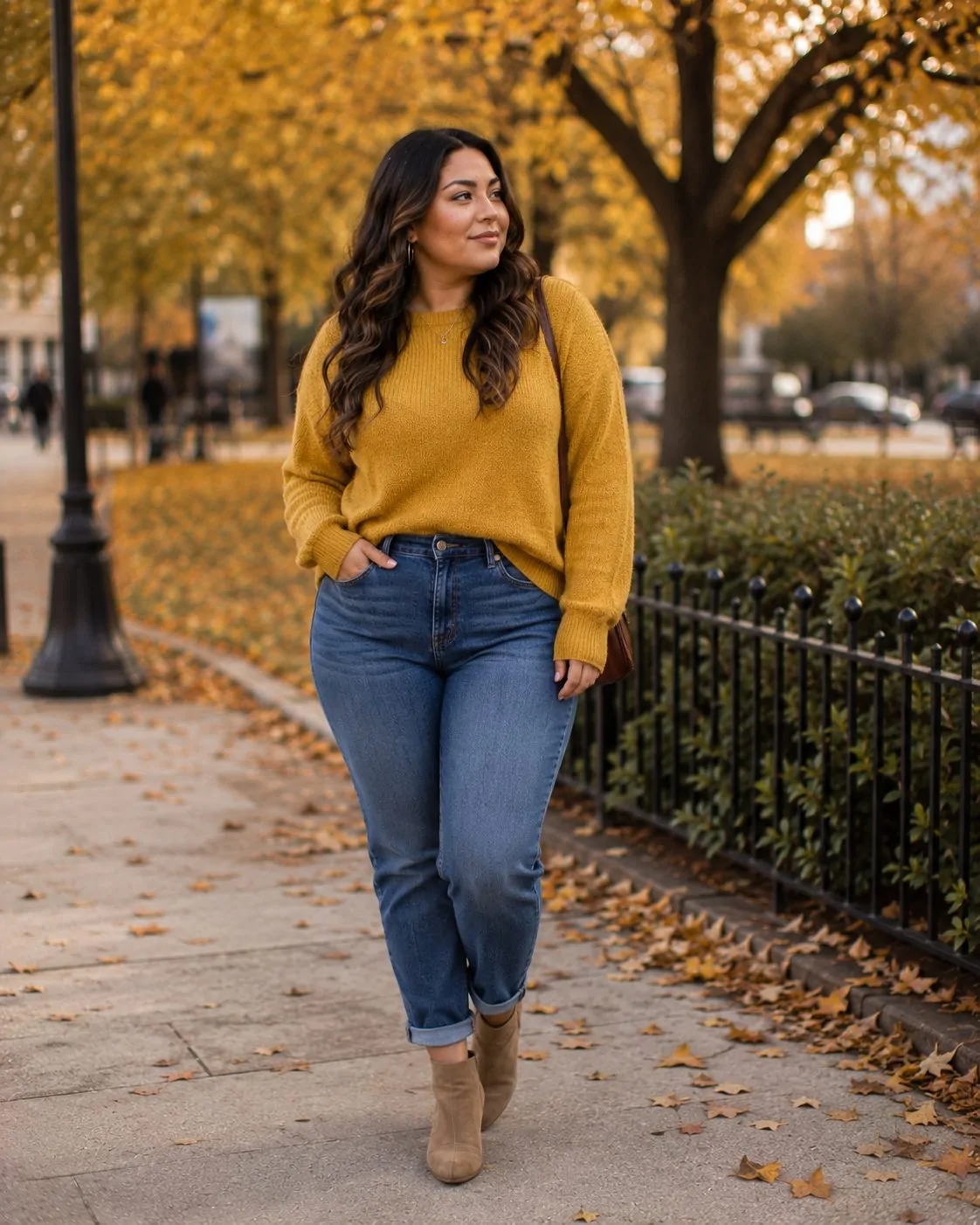 mustard yellow sweater dress outfit