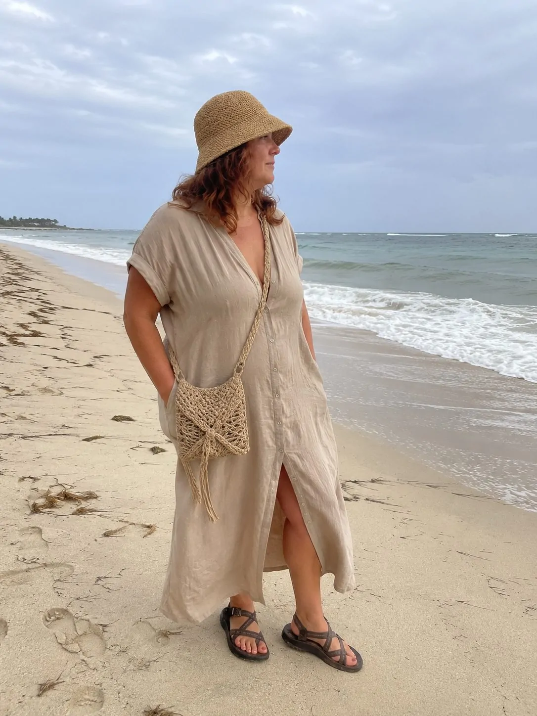 #3 - Linen Button-Down Dress and Chacos - Salty Granola Outfit Ideas