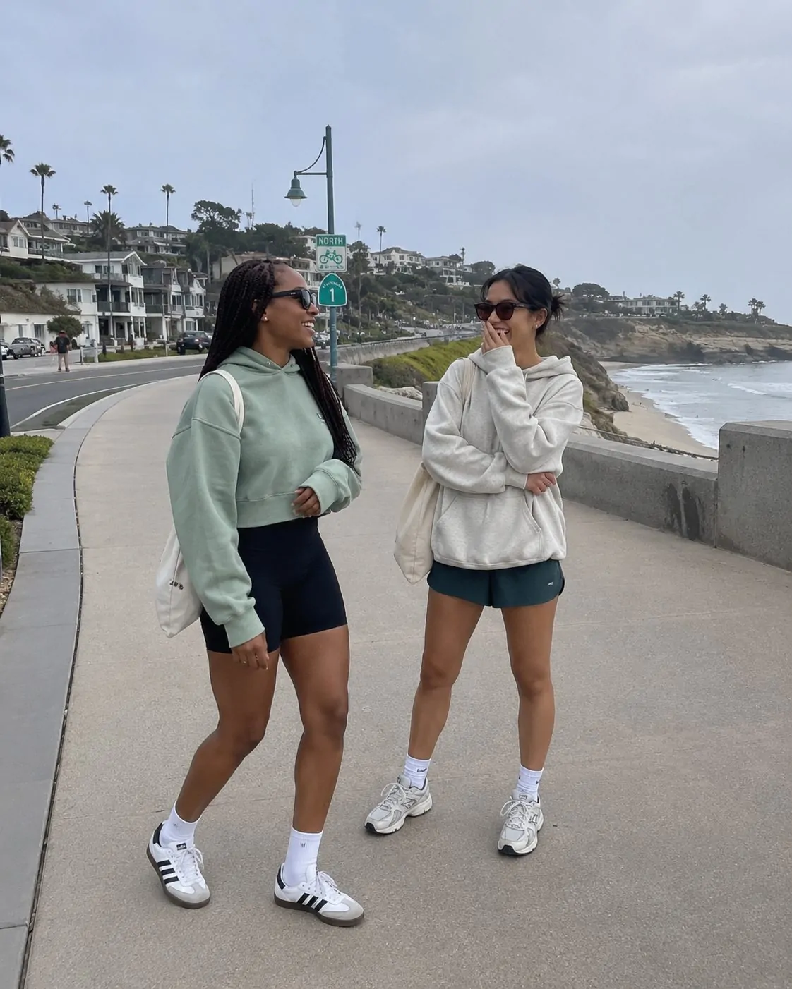 #5 - Cropped Hoodie and Biker Shorts with Sambas - Salty Granola Outfit Ideas