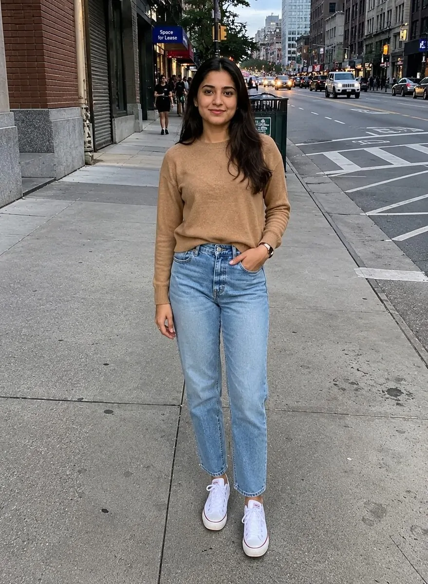 how to wear sweater with jeans for women