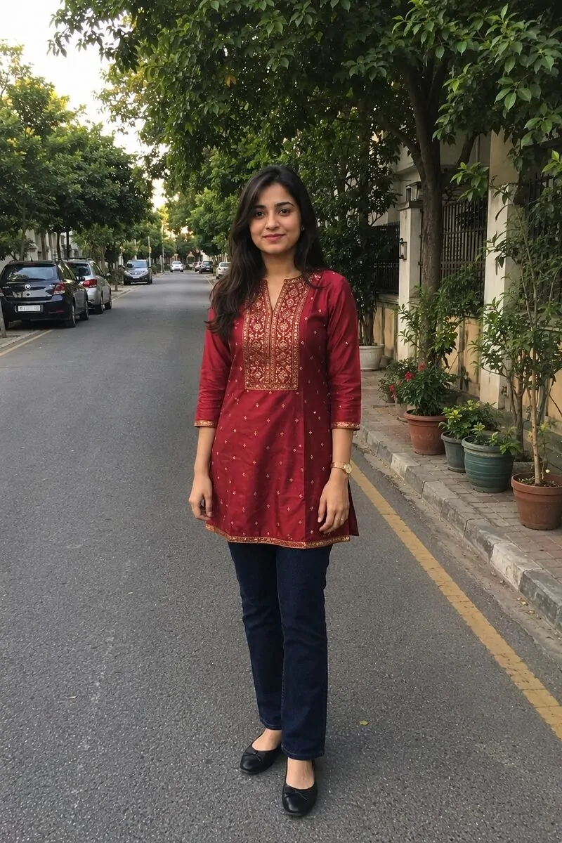 traditional kurti with jeans