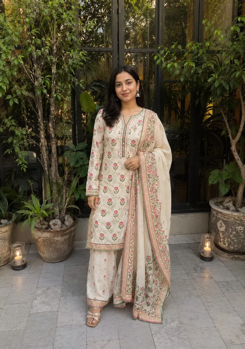 cross stitch tulip shalwar