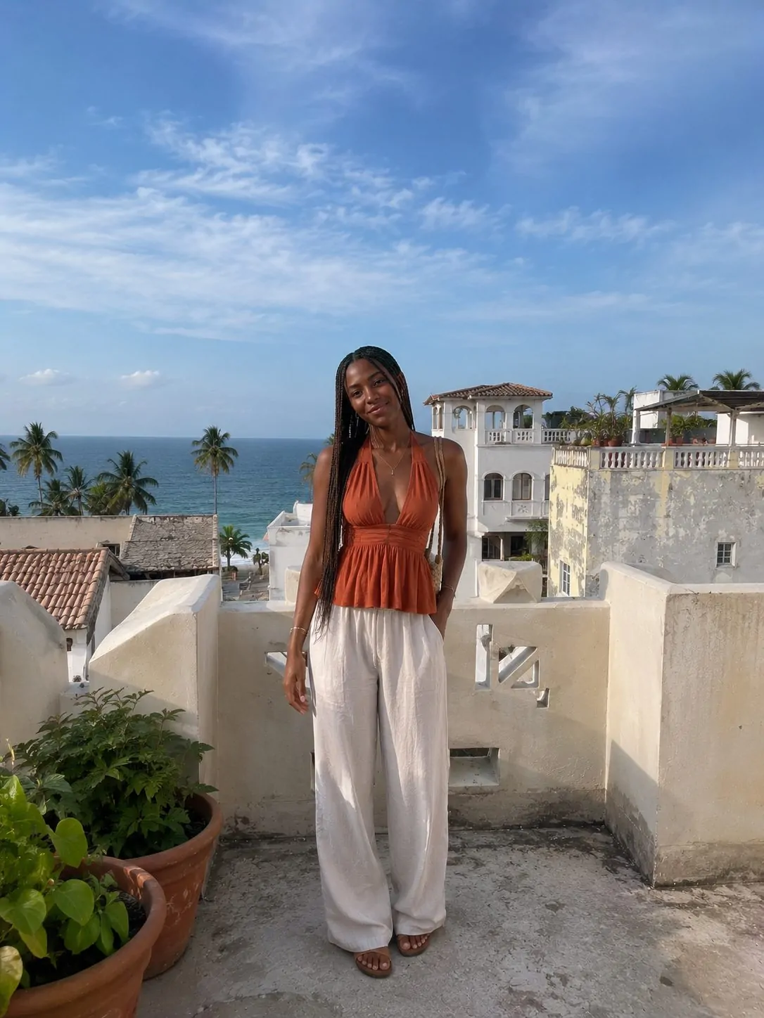 Strapless mini dress island vacation outfit