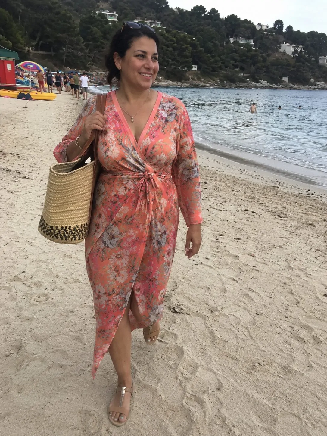 Floral Wrap Dress Over a Swimsuit