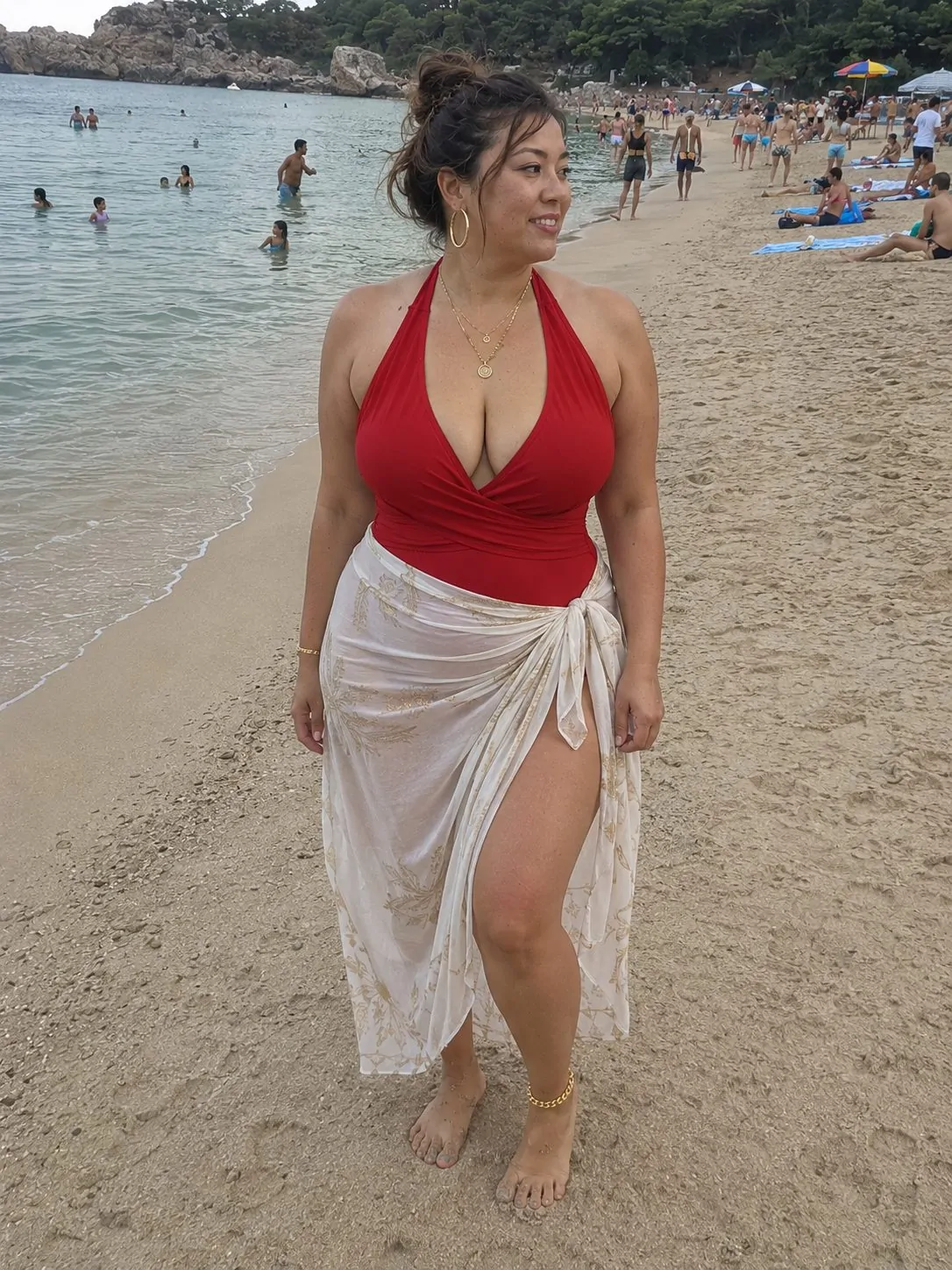 Bold One-Piece with Metallic Accessories