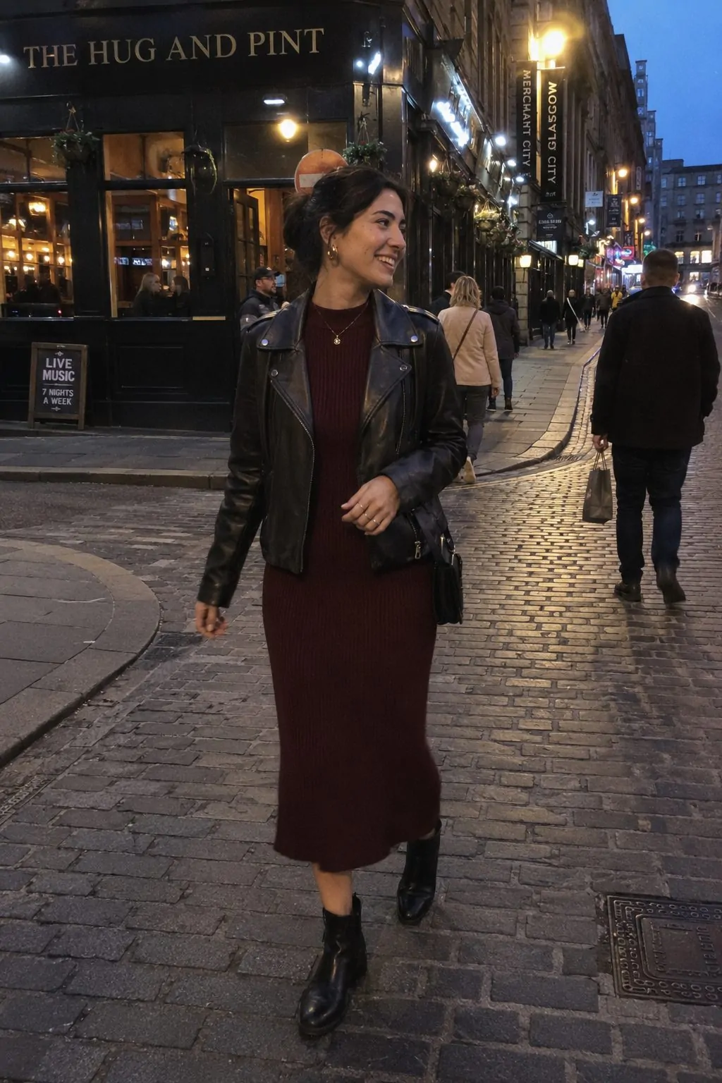 Scot 26 Leather Jacket Knit Dress