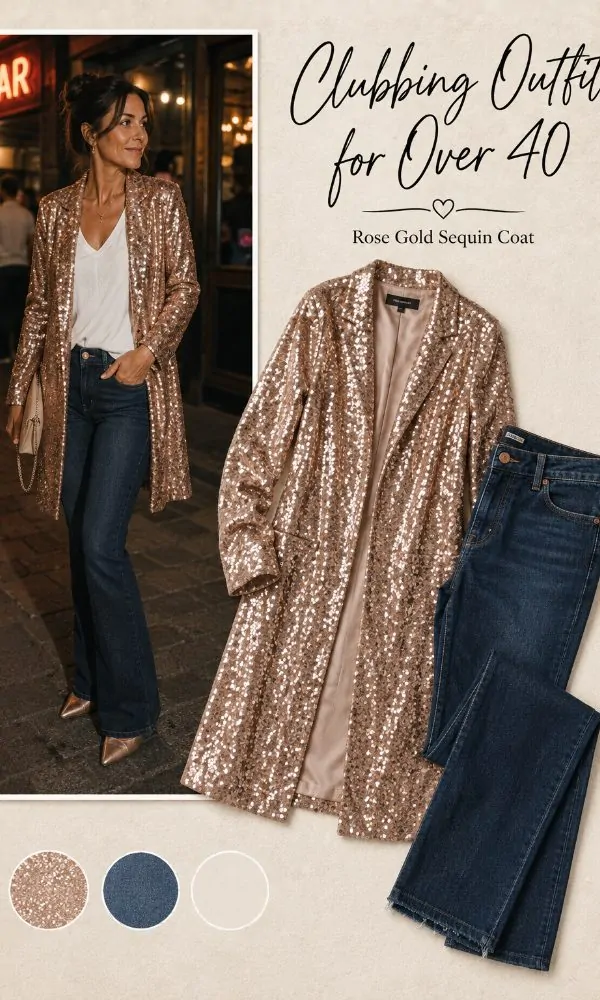 Rose Gold Sequin Coat With Jeans