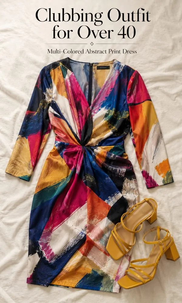Multi-Colored Abstract Print Dress