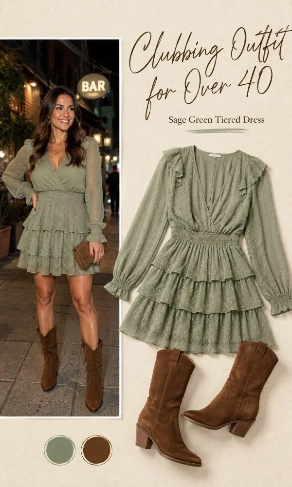 Sage Green Tiered Mini Dress