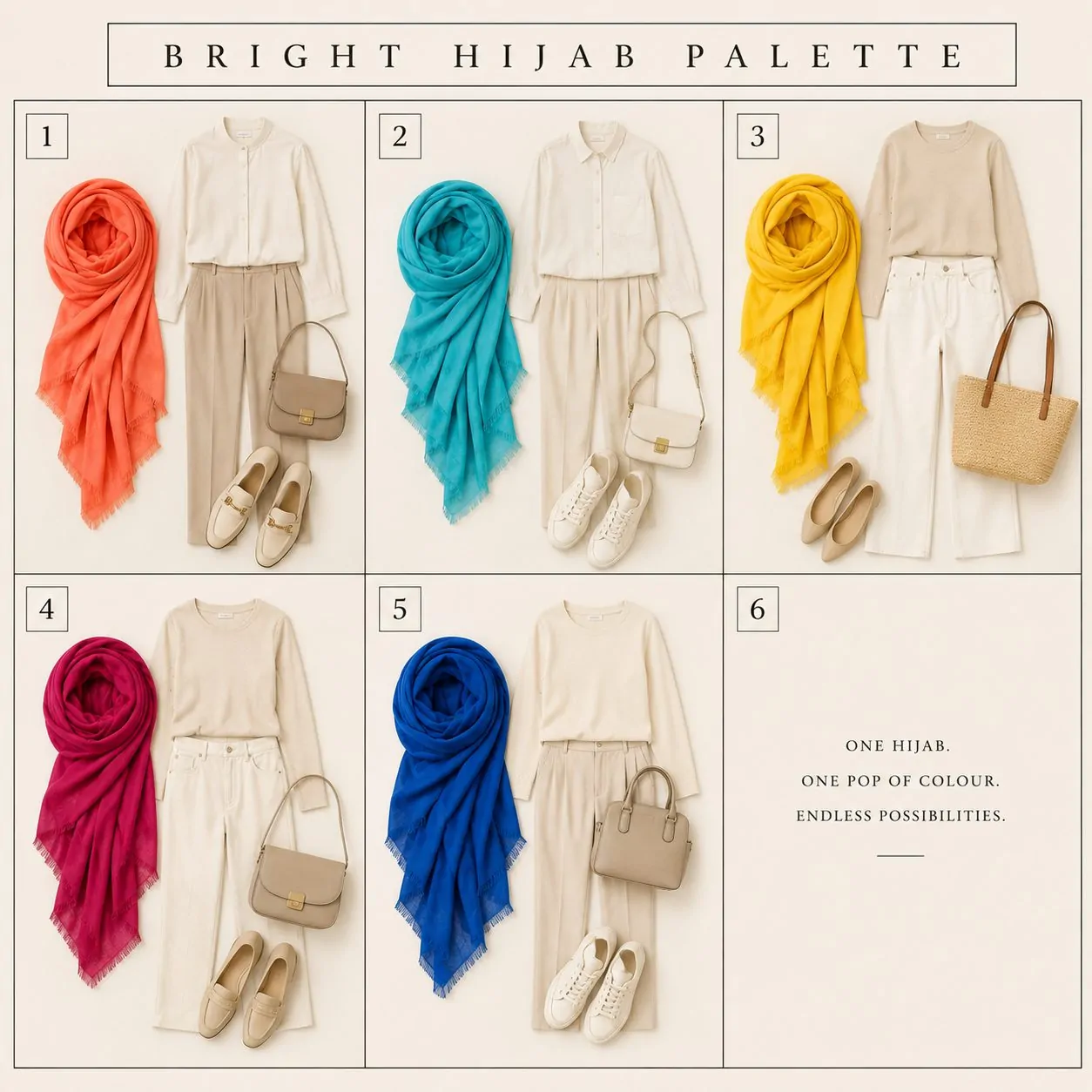 Bright hijab color palette collage