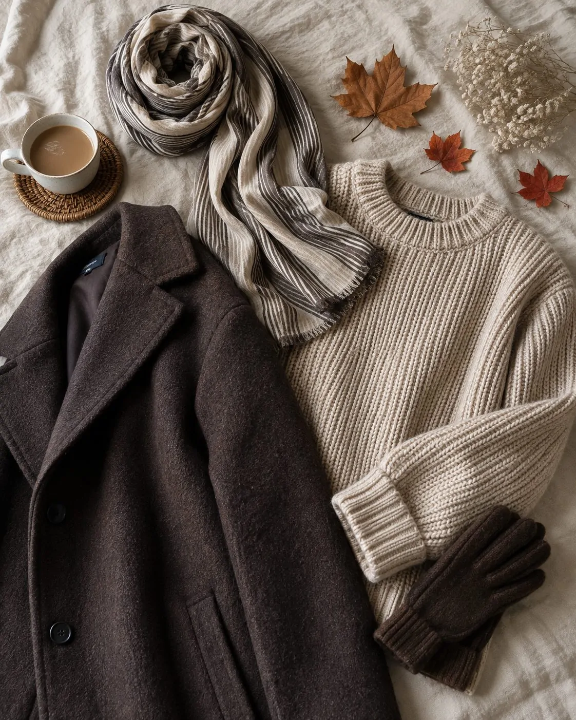 Striped scarf hijab with winter layers collage