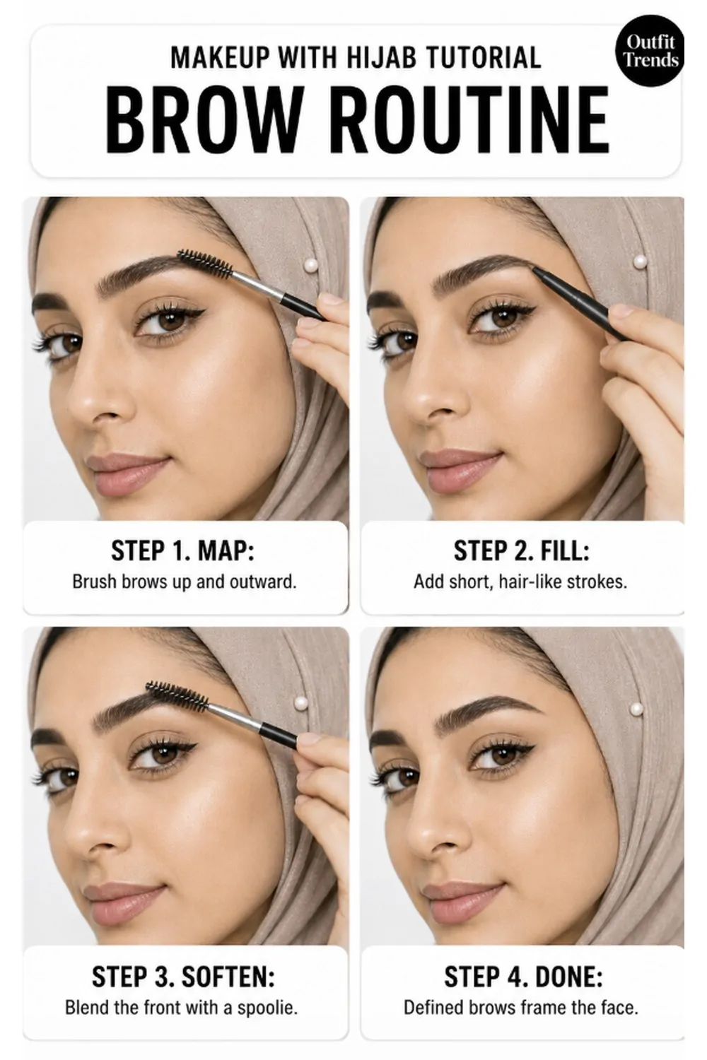Reshaping brows to frame your face without hair for hijab makeup