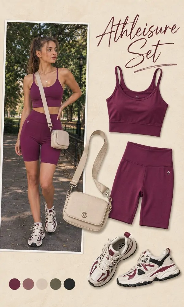 Athleisure set with statement sneakers outfit for teenage girls