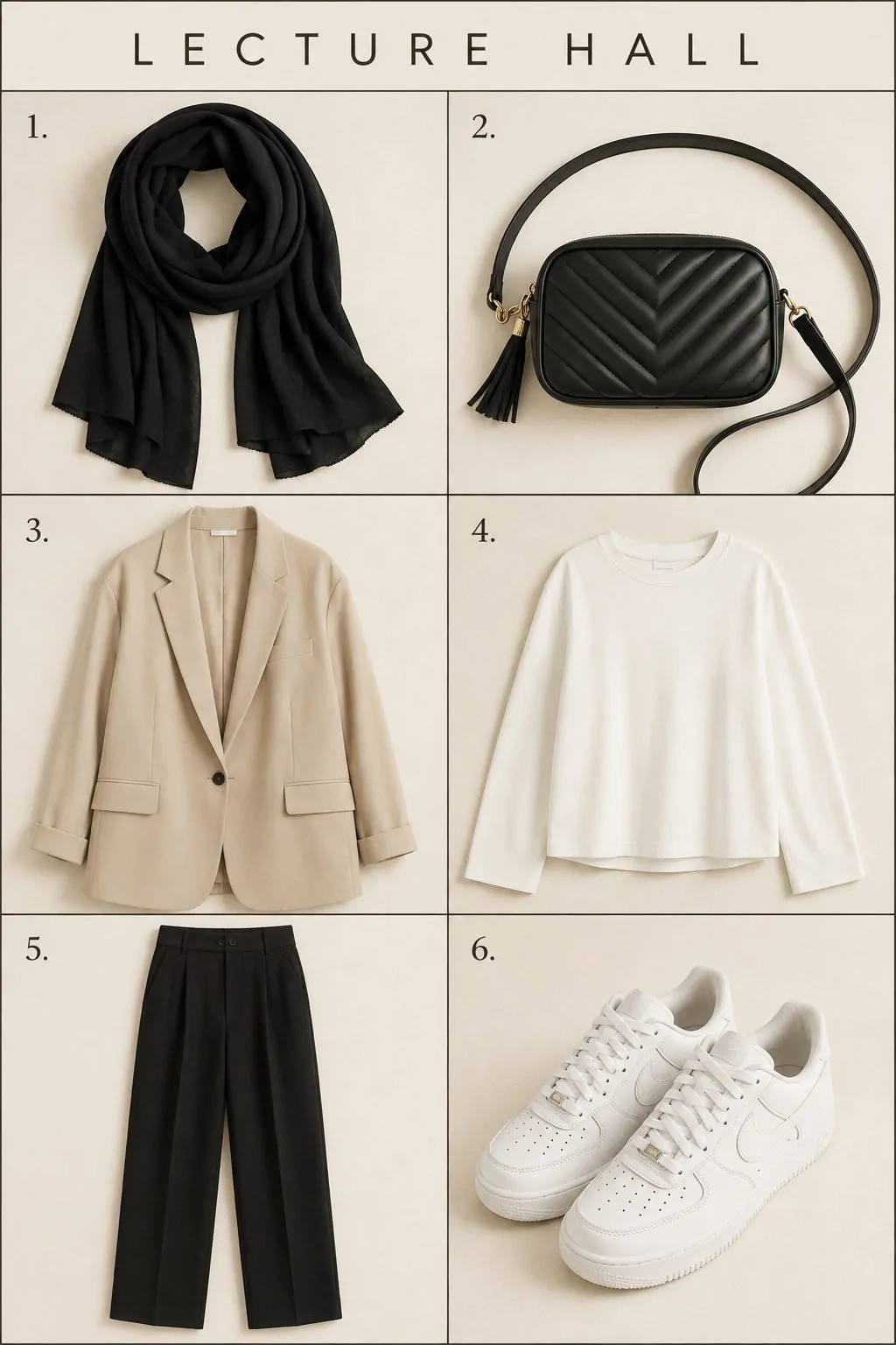 Black Hijab With a Quilted Bag and Oversized Blazer