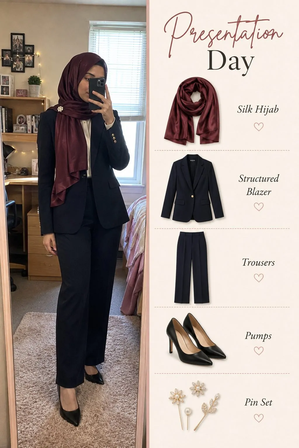 Silk Hijab With a Structured Blazer and Trousers