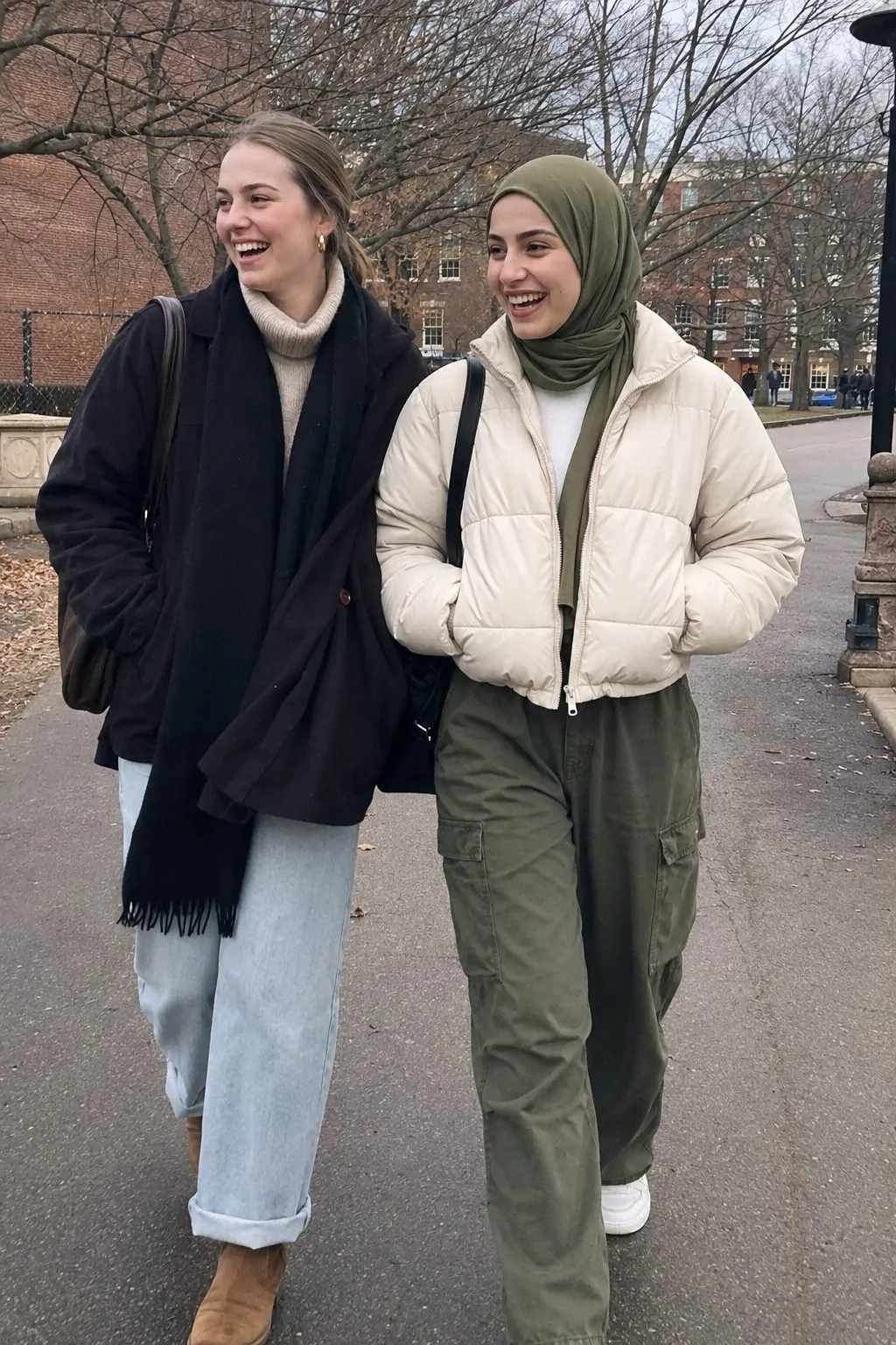 Cargo Pants With a Cropped Puffer and a Jersey Hijab