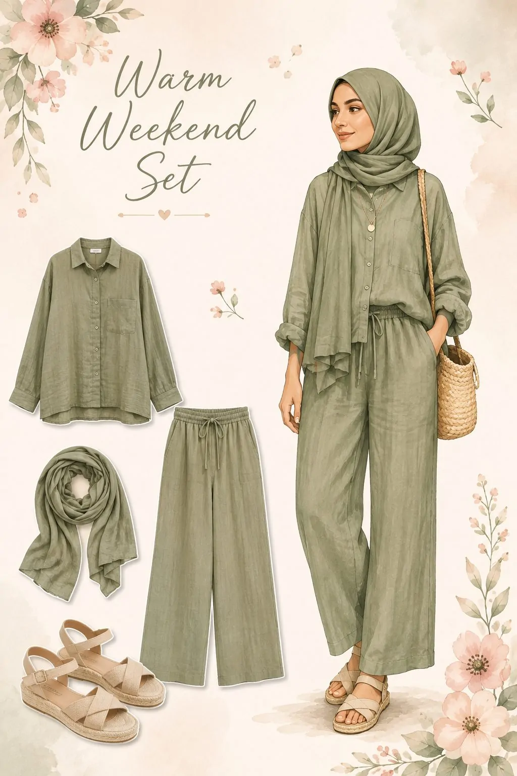Linen Set With Espadrilles for a Warm Weekend