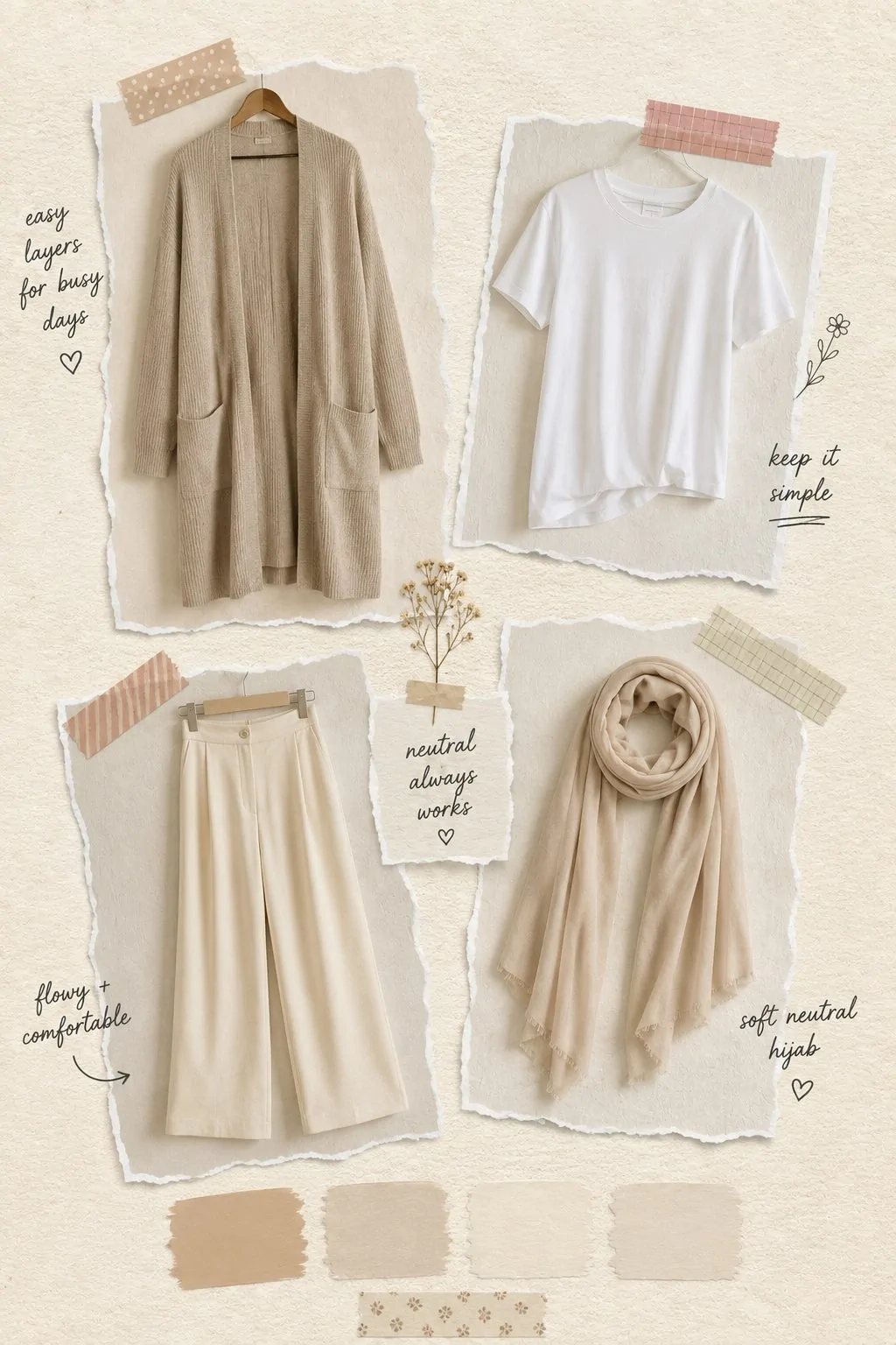 Long Cardigan Over a Basic Tee and Wide-Leg Pants