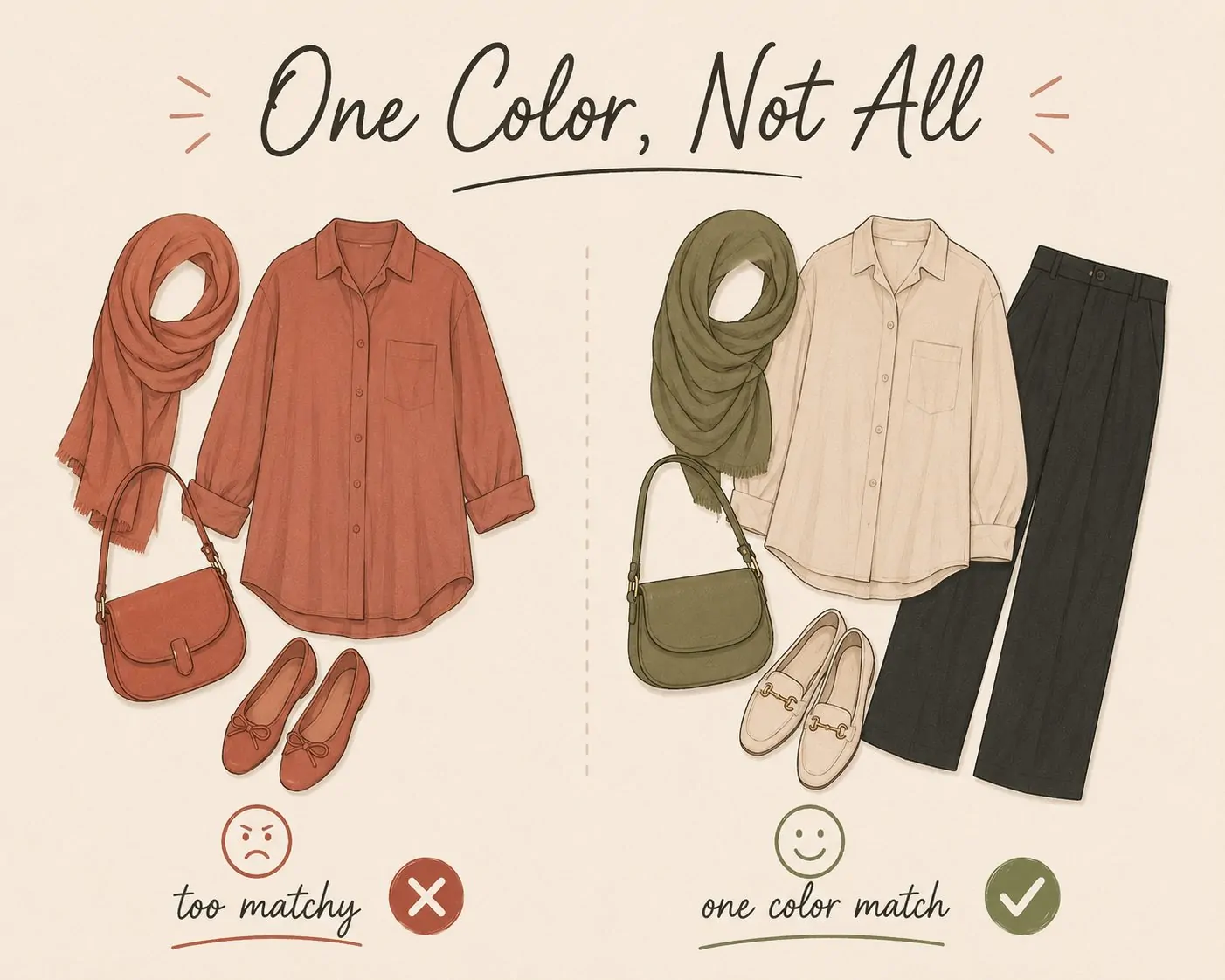 Match Your Hijab to One Color in Your Outfit, Not All of Them