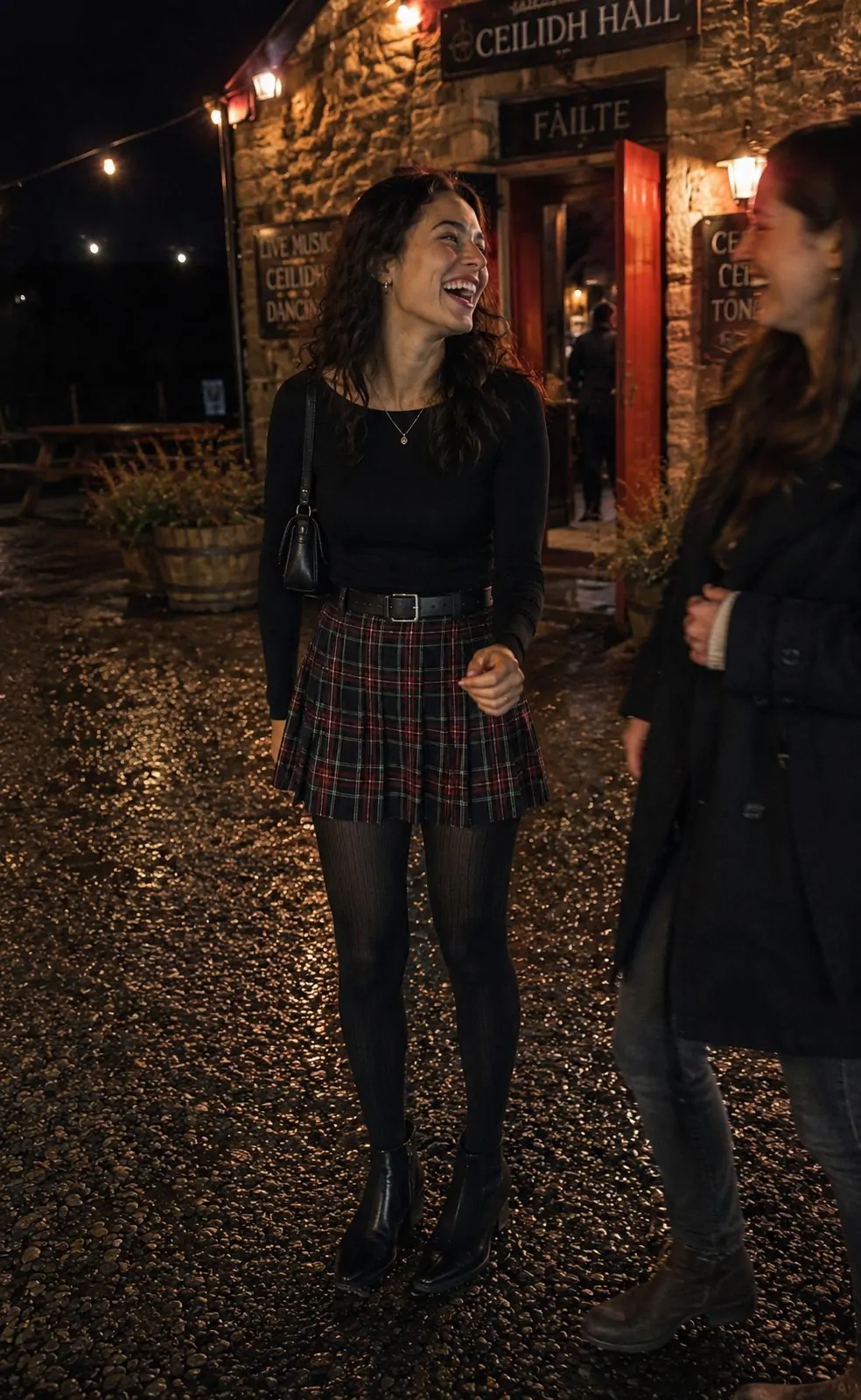 Scot 18 Tartan Skirt Ribbed Tights