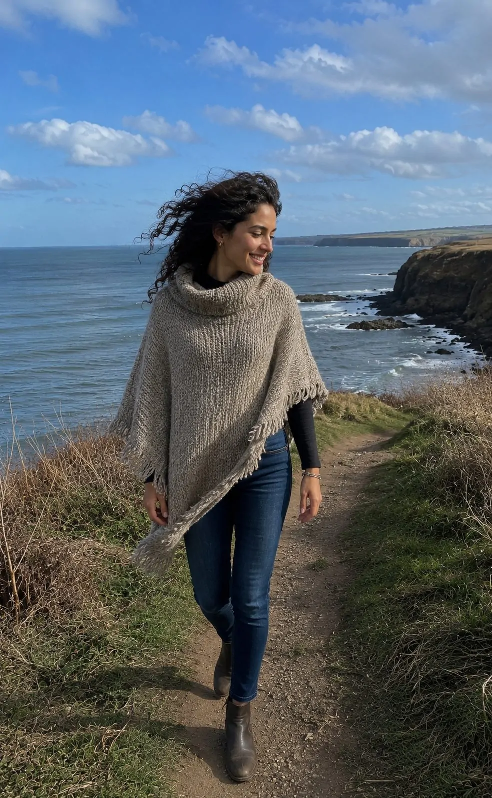 Scot 23 Wool Poncho Skinny Jeans
