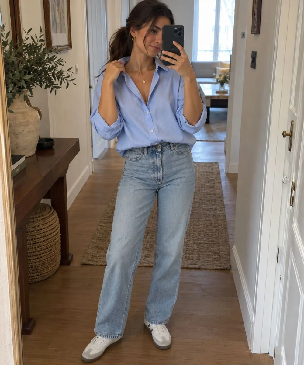 Undo Two Buttons and Push the Collar Back