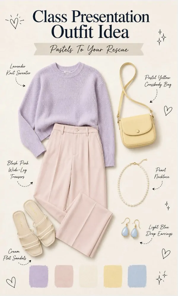 Pastels To Your Rescue - Class Presentation Outfit Idea