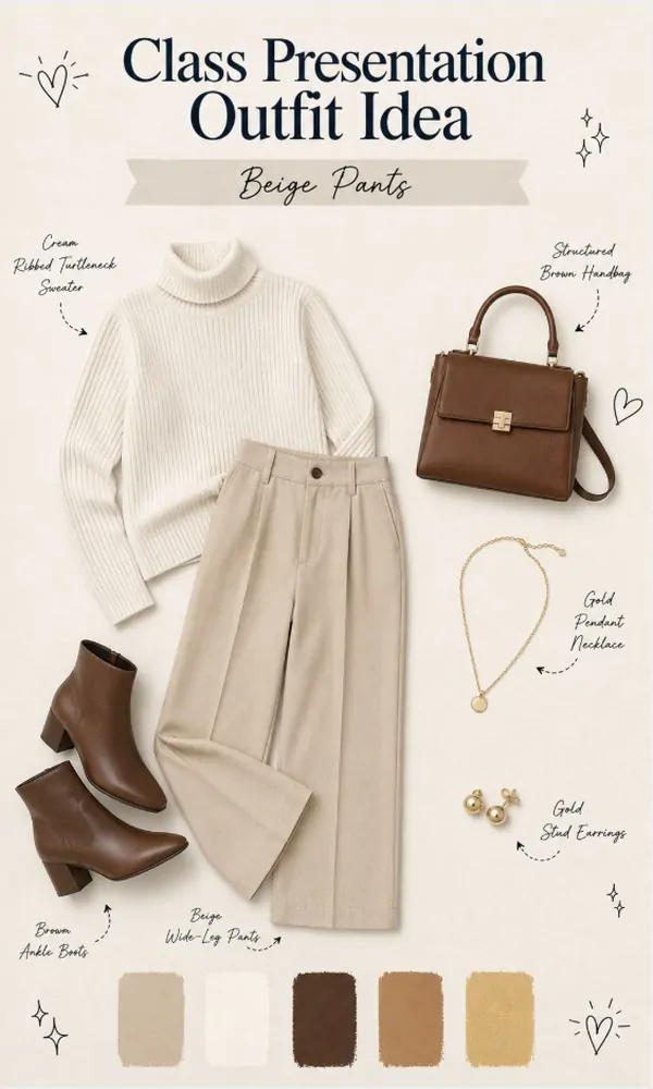 Beige Pants - Class Presentation Outfit Idea