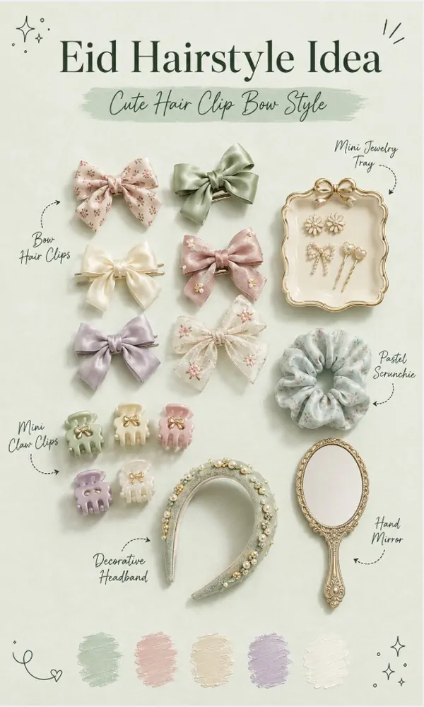 Cute Hair Clip Bow Style - Eid Hairstyle Idea