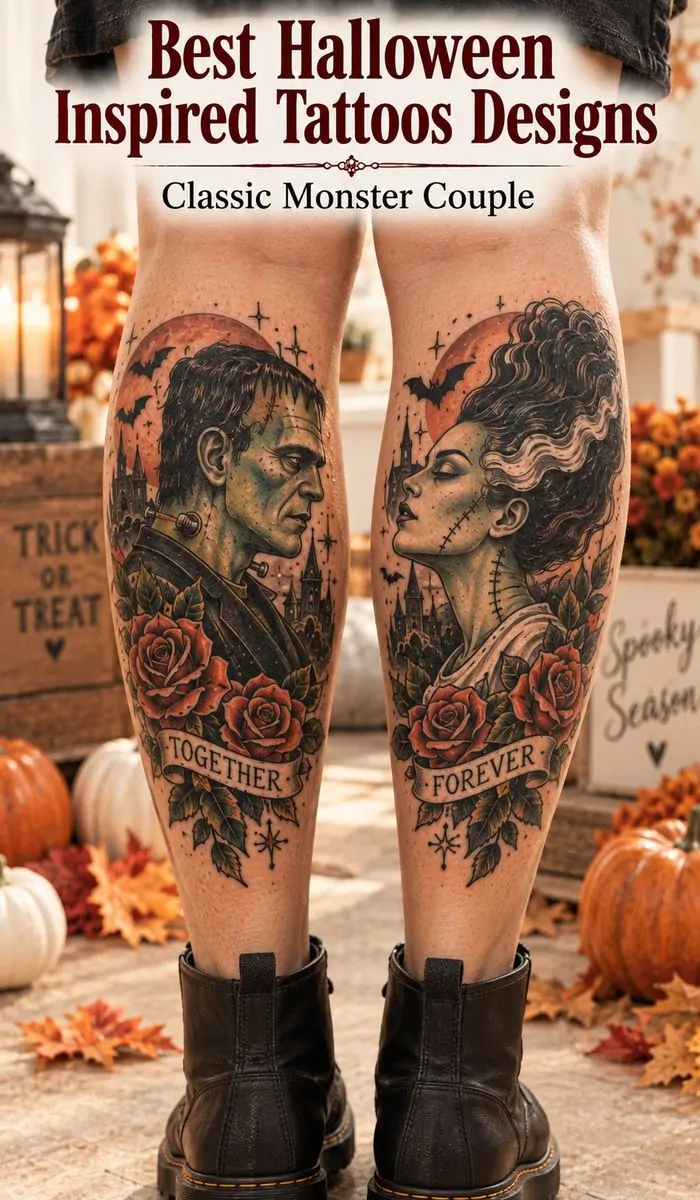 Classic Monster Couple tattoo