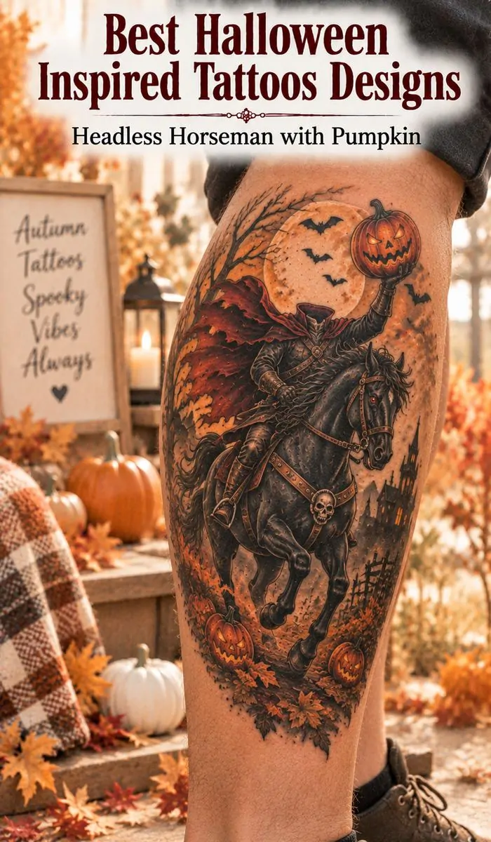 Headless Horseman with Pumpkin tattoo