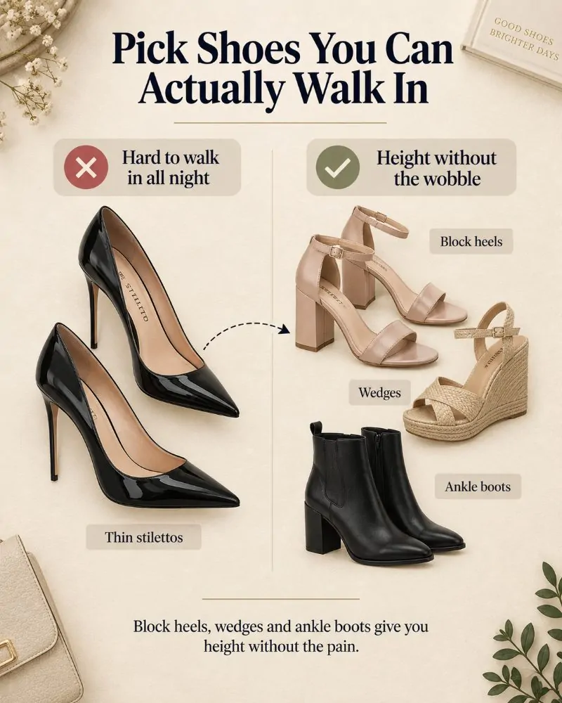 Pick shoes you can actually walk in all night