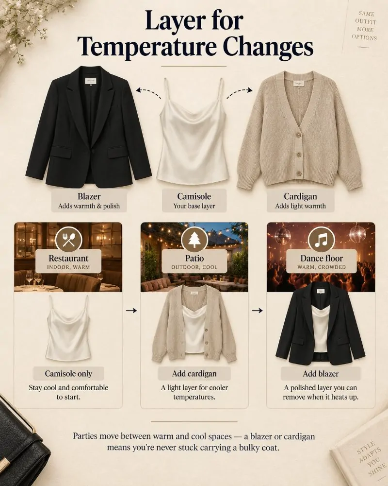 Layer strategically for temperature changes between venues