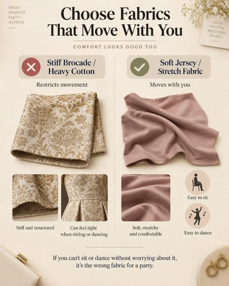 Choose fabrics that move with you not restrict you