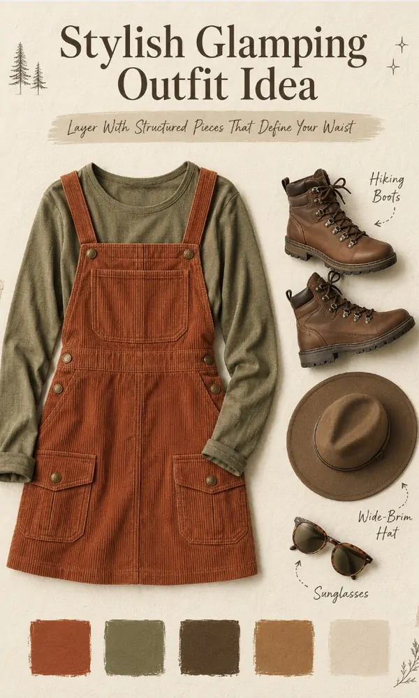 Layer With Structured Pieces That Define Your Waist - Stylish Glamping Outfit Idea