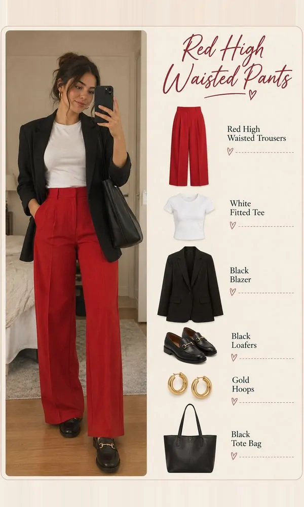 Red High Waisted Pants
