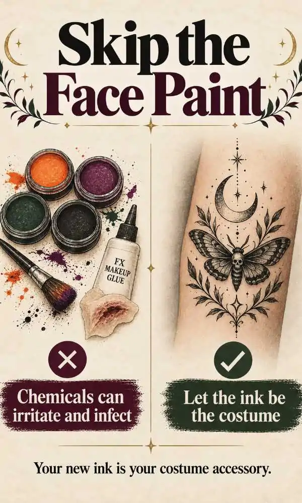 Tattoo aftercare: skip Halloween face paint and makeup near a healing tattoo