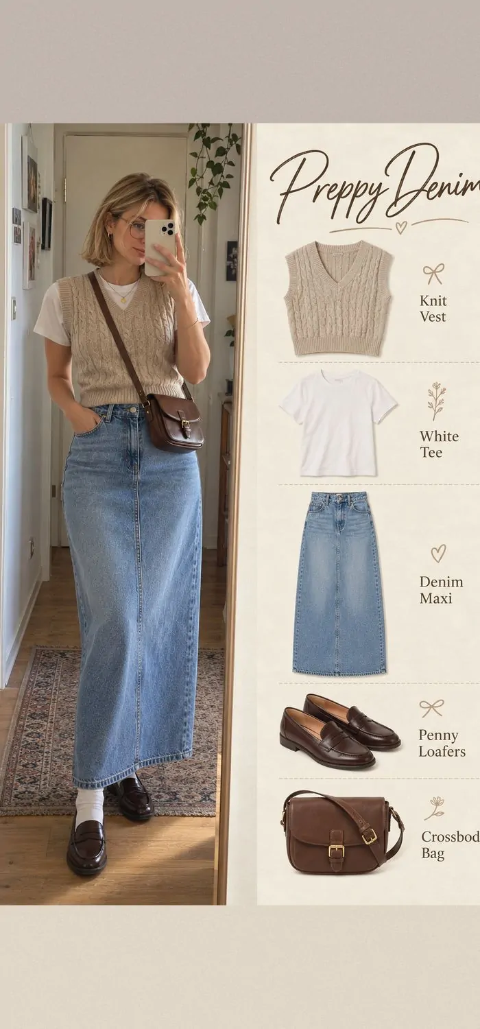 Knit Vest over a White Tee