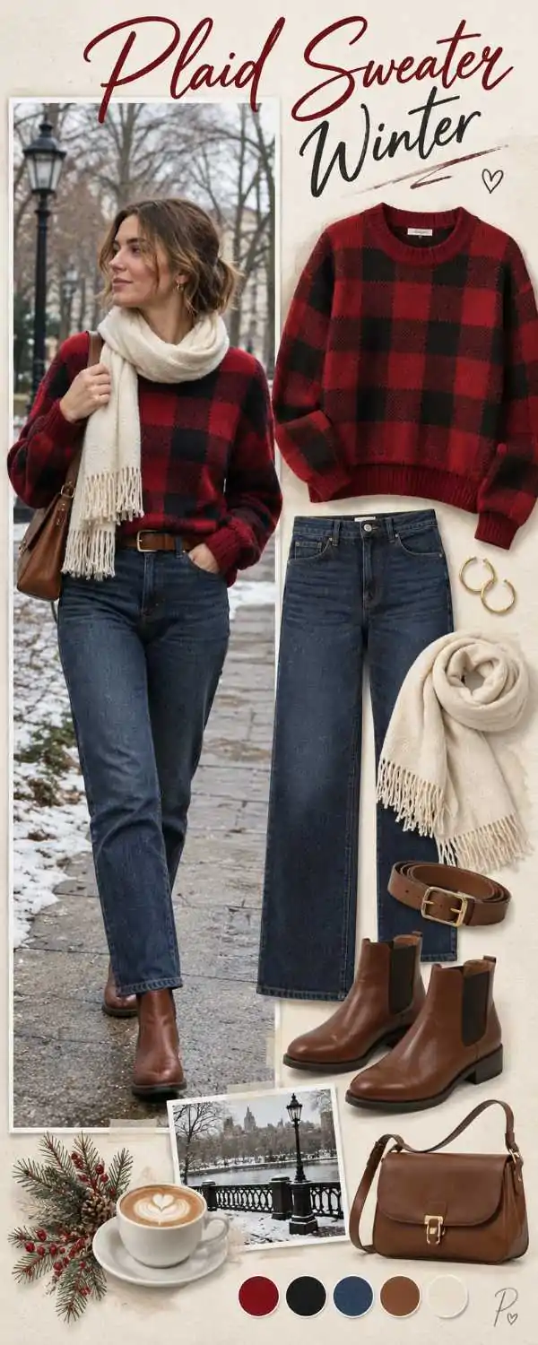 16 Best Plaid Sweater Outfit Ideas for Women This Winter