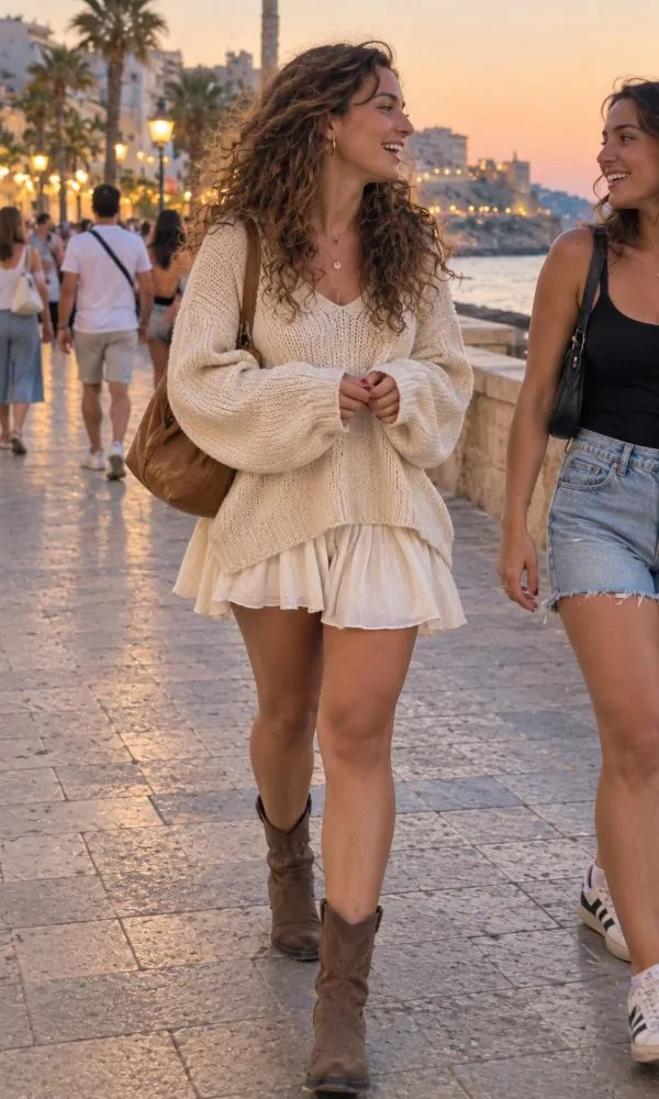 Layer a Cozy Large Sweater Over Your Dress For Summer Evenings