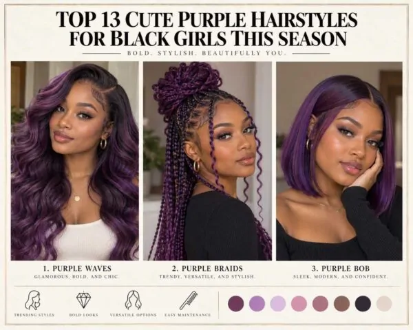Top 13 Cute Purple Hairstyles for Black Girls this Season