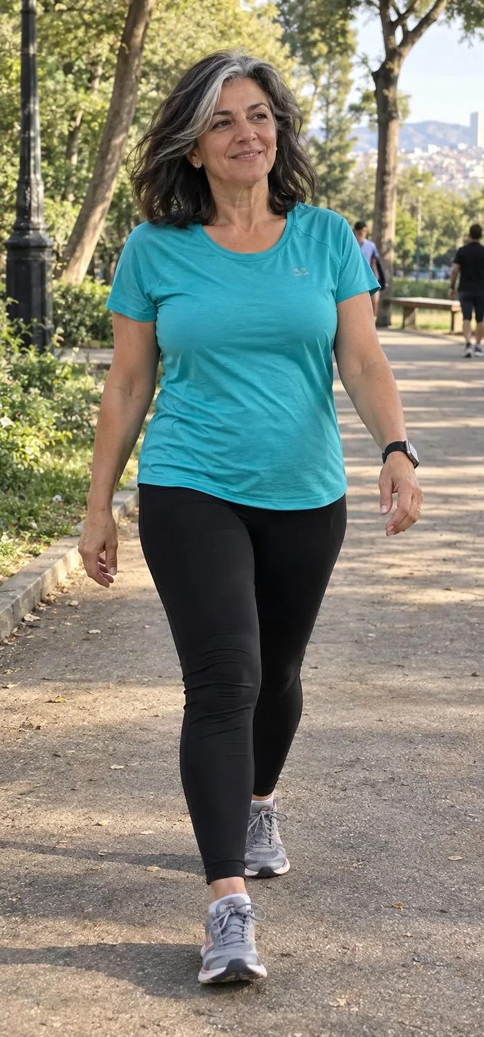 Turquoise Athletic top paired with black leggings