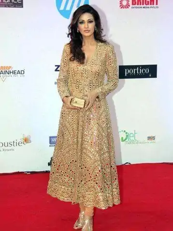 Gold Mirror Work Midi Dress